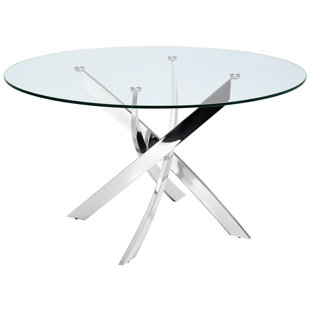 CASABIANCA FURNITURE Galaxy Round Glass Top Metal Base Dining Table
