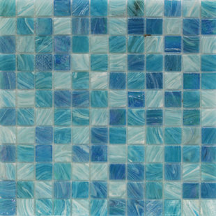 IVY HILL TILE Aqua 1" x 1" Glass Grid Mosaic Wall Tile