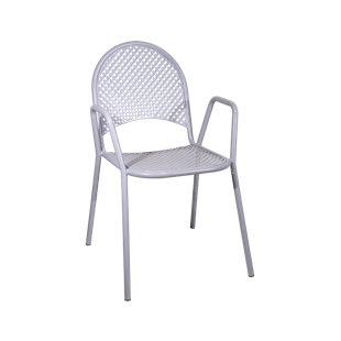 H&D RESTAURANT SUPPLY, INC. Metal Outdoor Stackable Dining Armchair (Set of 2)