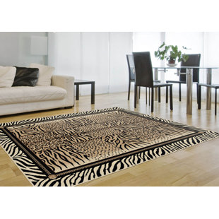 MERCER41 Alpaslan Animal Print Beige/Black Area Rug
