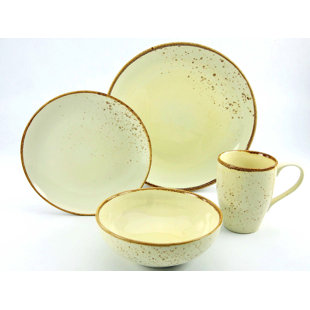 CREATABLE 4-tlg. Geschirrset Nature aus Steingut für 1 Person