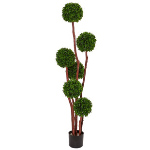 PRIMRUE 5ft. Boxwood Artificial Tree UV Resistant (Indoor/Outdoor)