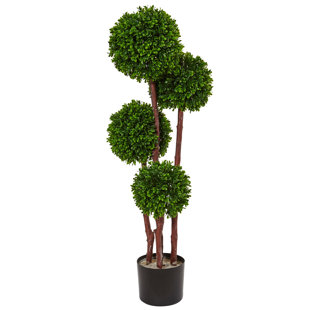 PRIMRUE 3ft. Boxwood Topiary Artificial Tree UV Resistant (Indoor/Outdoor)