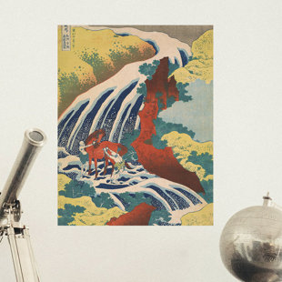 ARTVERSE Japanese Waterfall Wood Block Print Removable Wall Decal