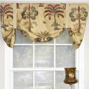 RLF HOME Floral Cotton Tie-up 51'' W Window Valance in Green/Yellow