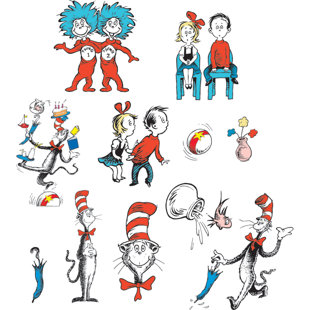 EUREKA CLASSROOM Cat in The Hat Characters 2 Sided Bulletin Board Cut Out