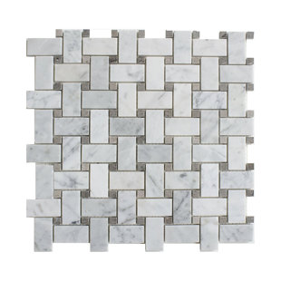 MATRIX STONE USA Carrara 1" x 2" Marble Basketweave Mosaic Wall & Floor Tile