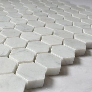 MATRIX STONE USA Carrara Hexagon 1" x 1" Marble Mosaic Tile in White