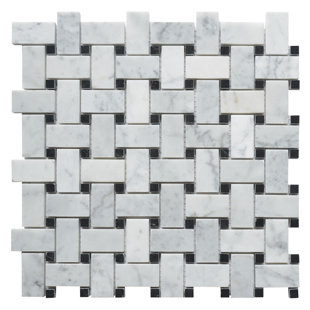 MATRIX STONE USA Carrara Honed Basketweave 1" x 2" Marble Mosaic Tile in White