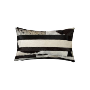 HOMEROOTS 12" X 20" Abstract Stripes Cowhide Cowhide Throw Pillow