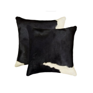 HOMEROOTS Set of Two 18" Cowhide Throw Pillows (Set of 2)