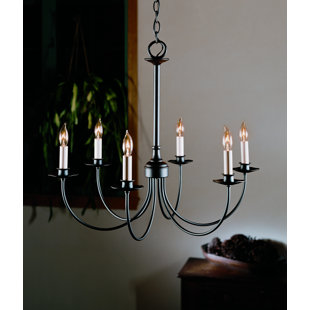 HUBBARDTON FORGE Simple Lines 6 - Light Dimmable Classic / Traditional Chandelier