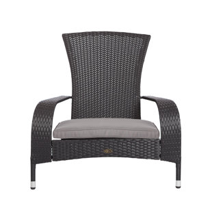 PATIOSENSE Patio Sense Coconino Wicker Chair All Weather Adirondack Style Chair Grey Outdoor Cushion Included - Black