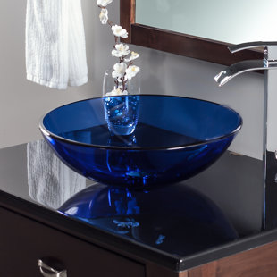 Novatto 16.5'' Blue Glass Circular Bathroom Sink