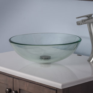 Novatto 16.5'' Cream Glass Circular Bathroom Sink