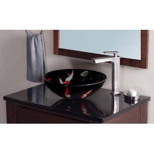 Novatto 16.5'' Black Glass Circular Bathroom Sink