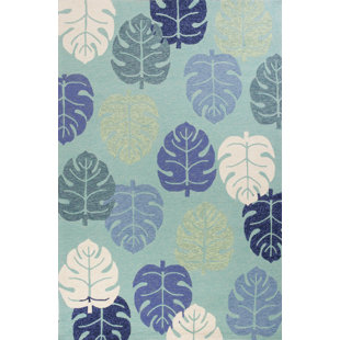 BEACHCREST HOME™ Barthel Handmade Hand Hooked Performance Turquoise Rug