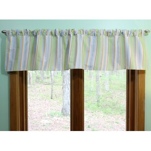 HARRIET BEE Conor Striped Cotton Ruffled 50'' W Window Valance in (Set of 2)