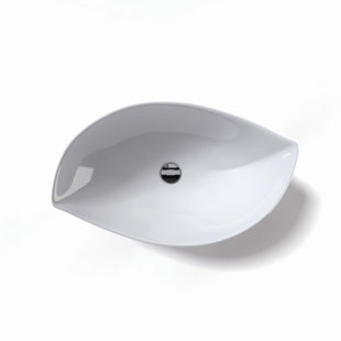 WS Bath Collections Ceramica 14.9'' White Ceramic Oval Vessel Bathroom Sink