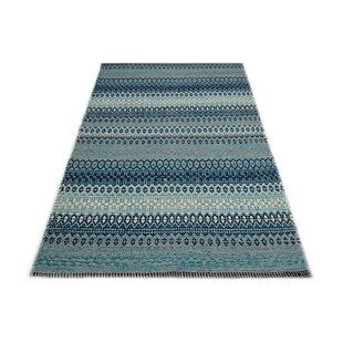 BAKERO Saffron Geometric Hand Woven Blue Area Rug