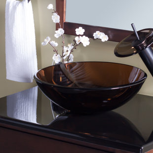 NOVATTO TY Glass Circular Vessel Bathroom Sink