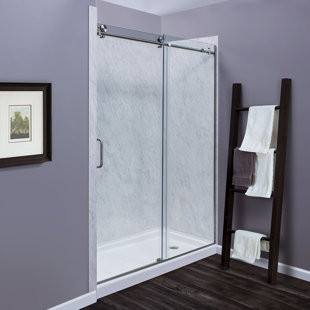 HAZELWOOD HOME Marina 44" x 76" Single Sliding Frameless Shower Door