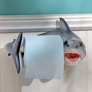 DESIGN TOSCANO Shark Attack Wall Mount Toilet Paper Holder