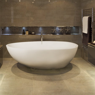 CLARKE PRODUCTS Irideon 71.25'' x 38.5'' Freestanding Soaking Solid Surface Bathtub