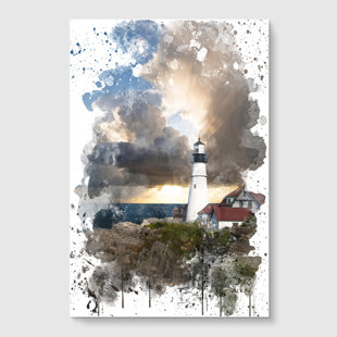 HIGHLAND DUNES 'Lighthouse Landscape' Graphic Art Print Poster