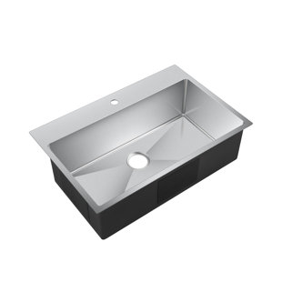 DCOR DESIGN 33'' L Drop-In Single Bowl Stainless Steel Kitchen Sink