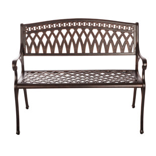 PATIOSENSE Patio Sense Simone Cast Aluminum Patio Bench Rust Free Metal Construction Outdoors - Antique Bronze Finish