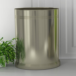 NU STEEL Dual Ridge Aluminum Open Waste Basket - 1.75 Gallons