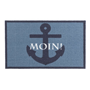 ZALA LIVING Deko Fußmatte - Schmutzfangmatte "Moin" Maritim Türmatte Rutschfest Waschbar & Wetterfest - 50x70cm