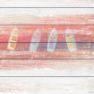 HIGHLAND DUNES Four Small Boats' by Parvez Taj Graphic Art Print on Wood