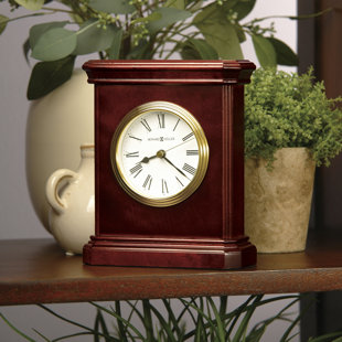 HOWARD MILLER® Traditional Roman Numeral Quartz Movement / Crystal Tabletop Clock in Windsor Cherry