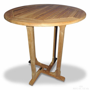REGAL TEAK Round Teak Outdoor Bar Table