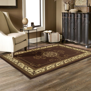 ASTORIA GRAND Dodington Traditional Medallion Floral Scroll Border Indoor Area Rug