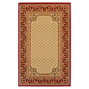 ASTORIA GRAND Greig Traditional Floral Scroll Vines Border Indoor Area Rug