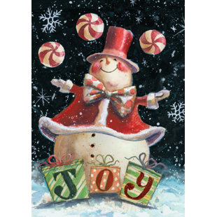 TOLAND HOME GARDEN Peppermint Snowman 28 x 40 inch House Flag
