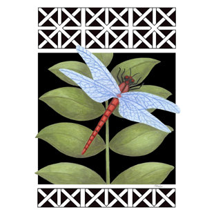 TOLAND HOME GARDEN Dragonfly on Black 2-Sided Polyester 40 x 28 in. House Flag
