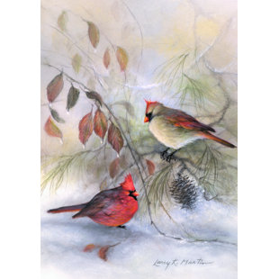 TOLAND HOME GARDEN Winter Rest Cardinals 2-Sided Polyester 40 x 28 in. House Flag