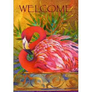 TOLAND HOME GARDEN Pink Flamingo 28 x 40 inch House Flag