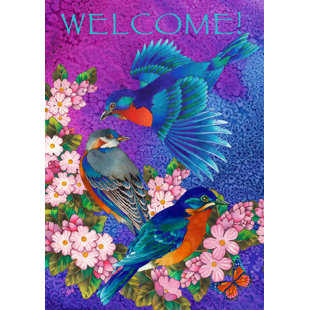 TOLAND HOME GARDEN Bluebird Blossoms 28 x 40 inch House Flag