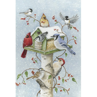 TOLAND HOME GARDEN Winter Birds 28 x 40 inch House Flag