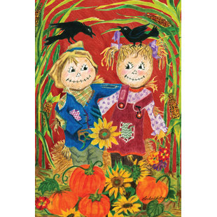 TOLAND HOME GARDEN Scarecrow Love 28 x 40 inch House Flag
