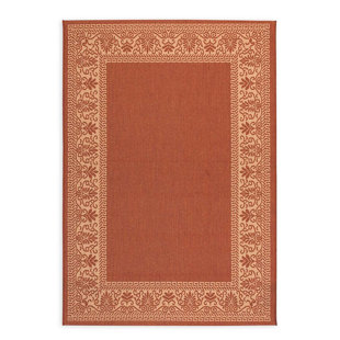 PLOW & HEARTH Veranda Scroll Flatweave Red Area Rug