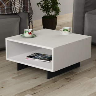 WAYFAIR BASICS™ Sled Coffee Table with Storage Modern Square Design with Open Compartment