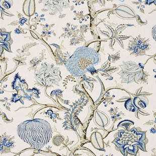 THE HOUSE OF SCALAMANDRE Oriana Pondicherry Linen Print Fabric