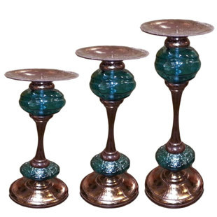 BLOOMSBURY MARKET Glass Tabletop Candlestick (Set of 3)