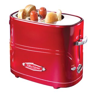 Nostalgia Retro Pop-Up Hot Dog Toaster, 2 Link and 2 Bun Capacity, With Mini Tongs, Works With Chicken, Turkey, Veggie Sausages and Brats